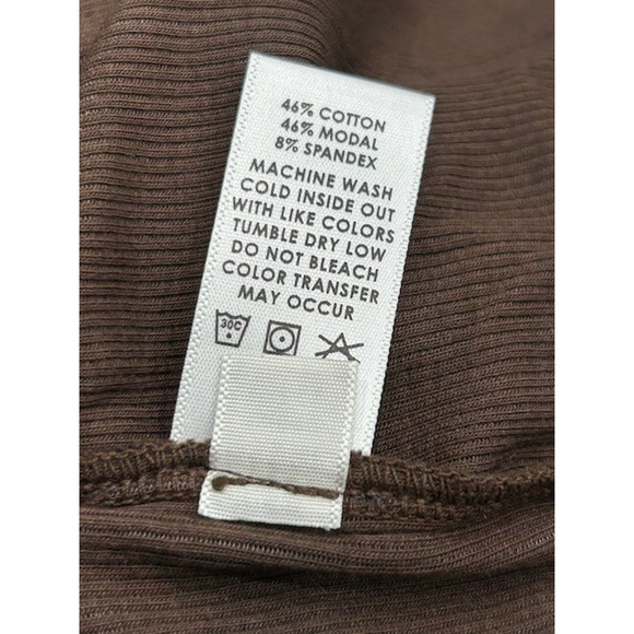 NWT Cotton Citizen Womens Verona Ribbed Crop Top Long Sleeve Knit Brown Size M - Picture 5 of 8